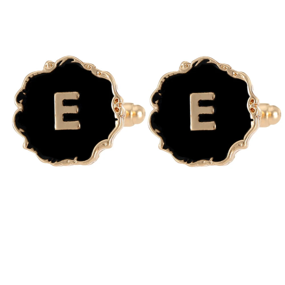 Boutons de manchette classiques pour hommes, 26 lettres initiales de l'alphabet, A B C D E F G H I J K L M N O P Q R S T U, bouton à manches V W X Y Z
