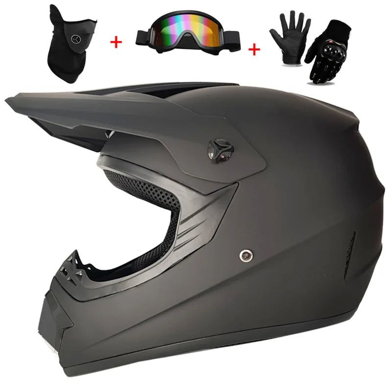 Casco completo de moto para niños, cascos de motocross para niños, gafas de moto todoterreno, guantes de protección para ciclismo