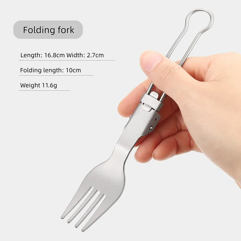 Cuillère à salade pliable en titane, cuillère à salade légère et portable pour le camping en plein air, la randonnée, le sac à dos, les voyages