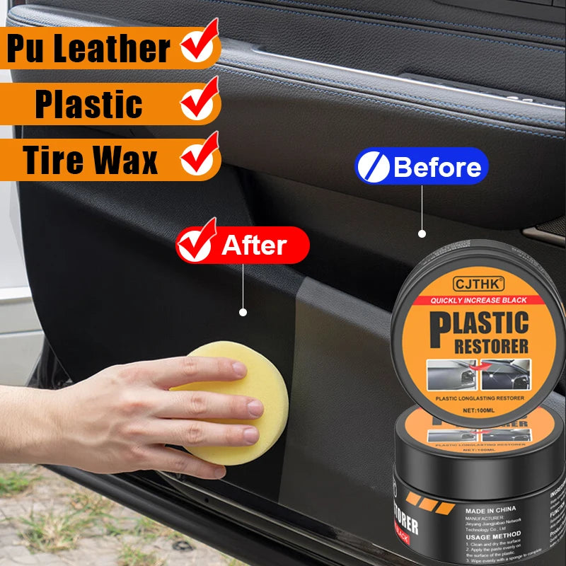 Restaurateur de plastique de voiture retour au noir brillant Auto intérieur cuir et panneau renouvellement cire revêtement Agent Auto vernis et réparation revêtement