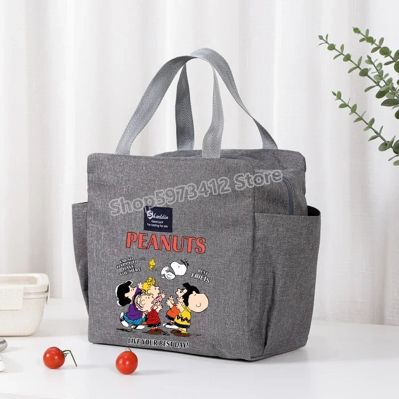 Bolsa isotérmica portátil para el almuerzo y bebidas de Snoopy, bolsa isotérmica para alimentos, caja térmica, bolsa de picnic, bolsas de transporte, bonito regalo para niños