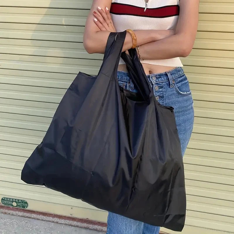 Bolsa de la compra de supermercado portátil plegable de gran capacidad, bolsa de almacenamiento de hombro impermeable