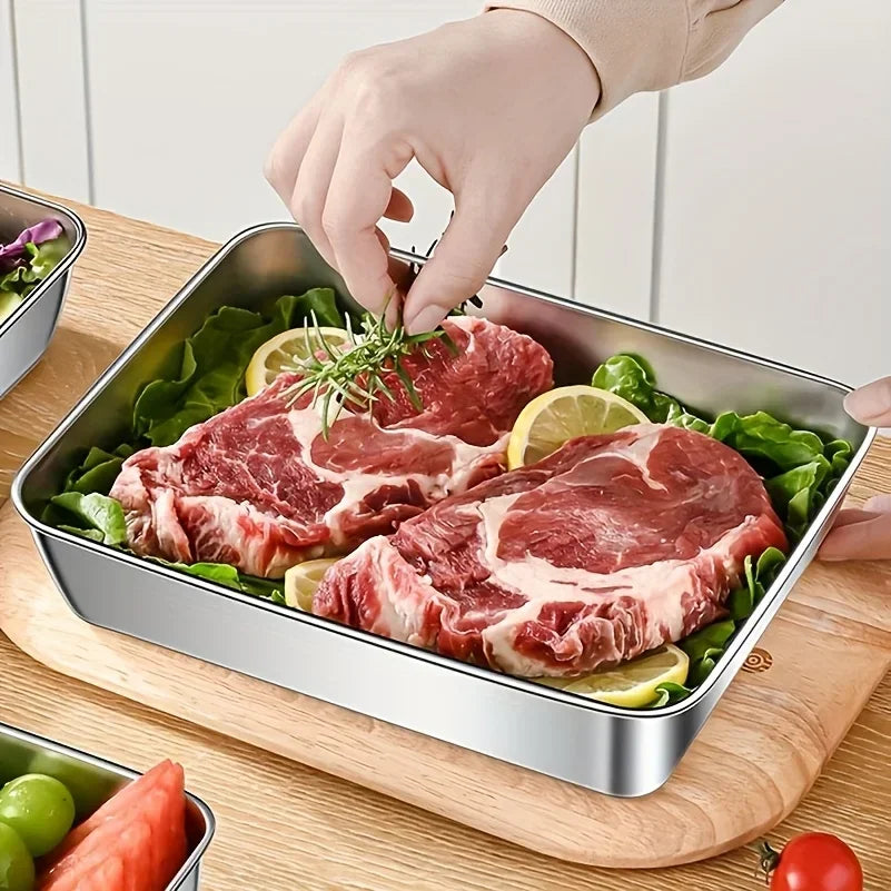 Ensemble de conteneurs de stockage des aliments en acier inoxydable, 5 pièces, couvercles anti-fuite, lavables au lave-vaisselle pour Sandwich/Fruits/maison/fête