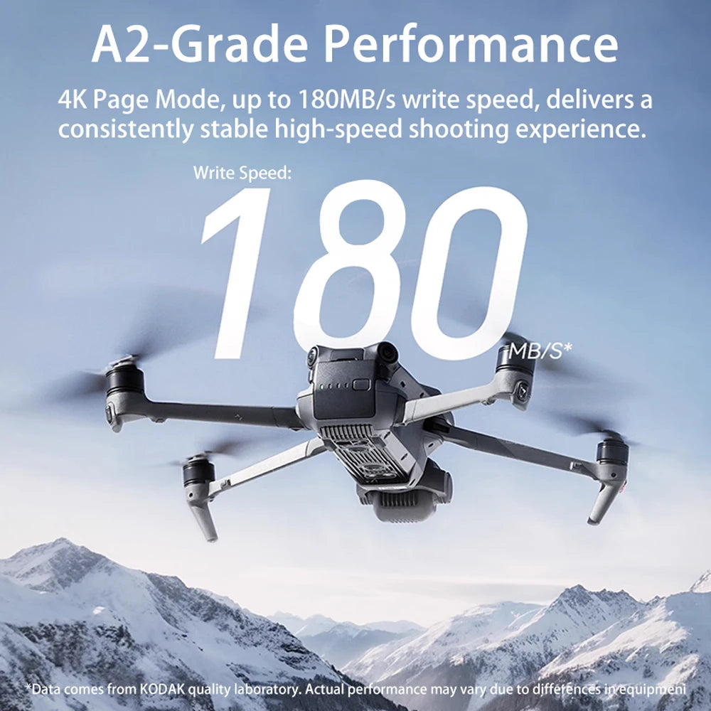 Tarjeta Micro SD Kodak A2 compatible con dron DJI de hasta 200 MB/s tarjeta de memoria para Mini 4K/Mini 3/Neo/Mavic 4/Avata 2/Flip/Air 3/X5