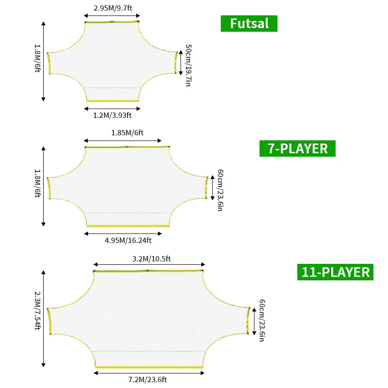 But de Football Portable Filet Oxford & PE Mesh — Format 5, 7 ou 11 Joueurs, Extérieur