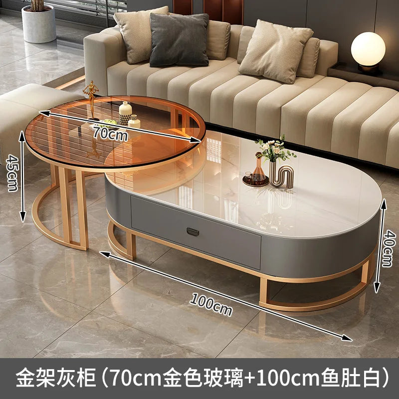 Luxury Extendable Round Modern Coffee Tables Minimalist Premium Design Book Furniture Mesa De Centro De Sala