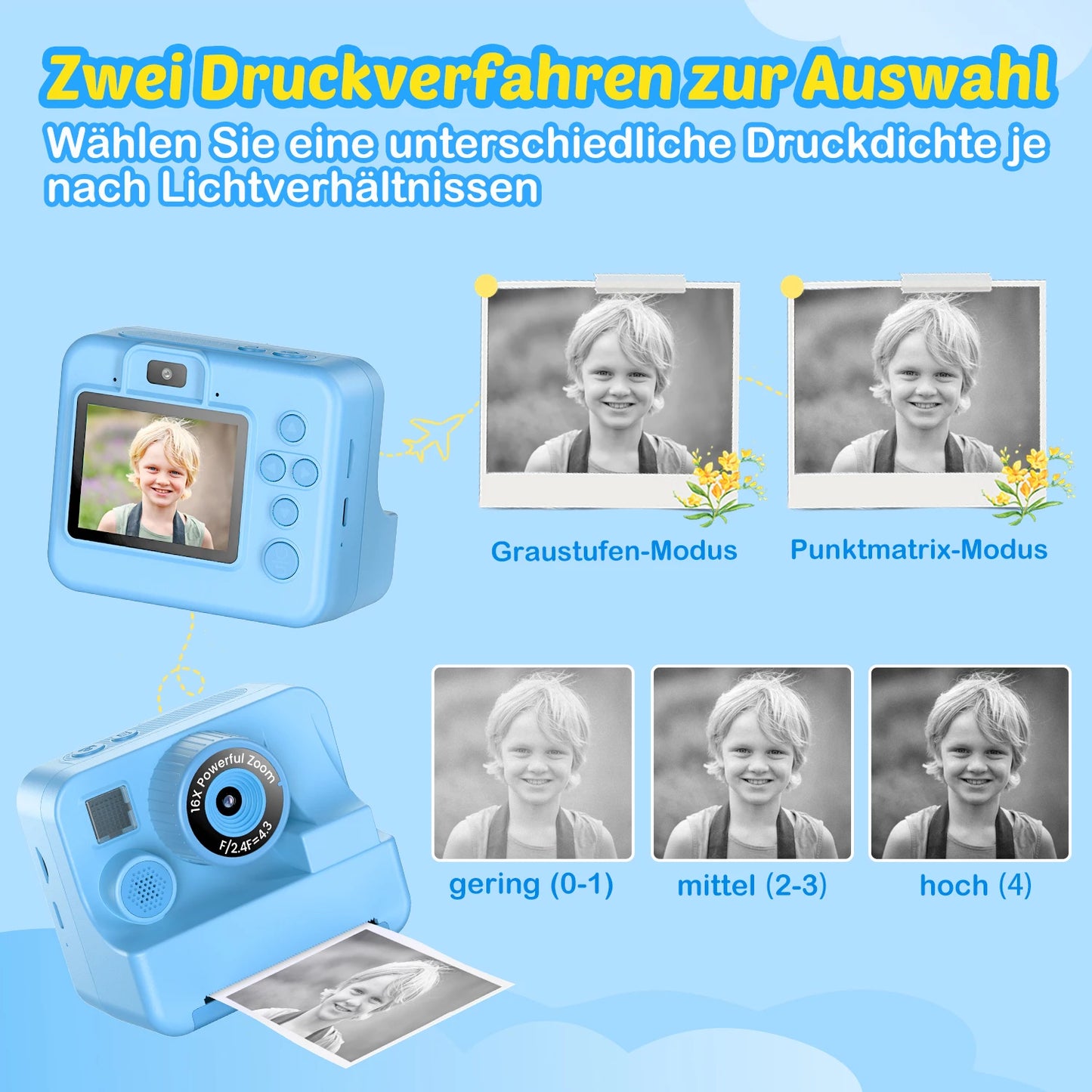 Nueva cámara para niños abeja, cámara instantánea 1080P HD con doble lente para selfies, cámara digital de impresión para niñas, niños, regalos de cumpleaños de Navidad, juguetes