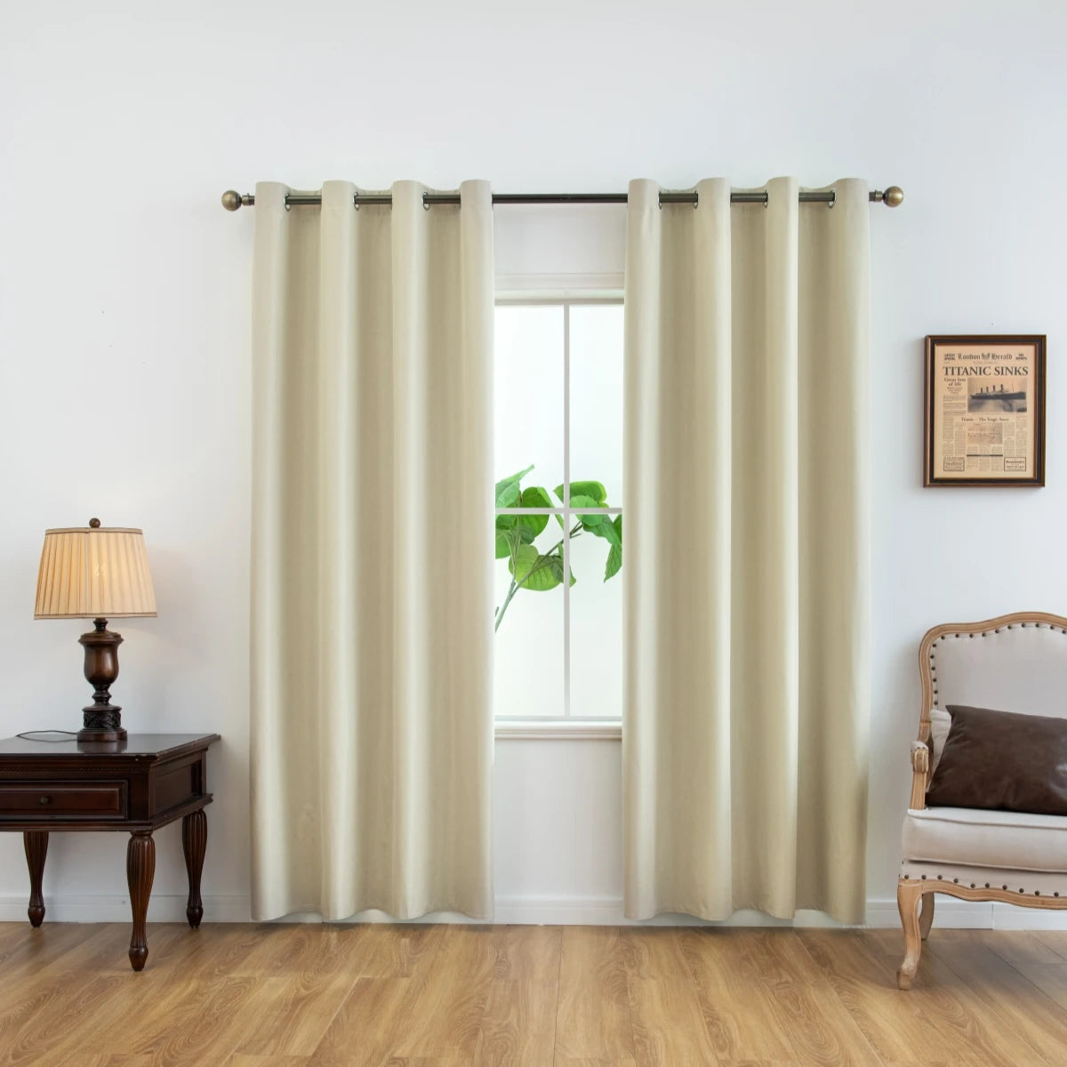 Rideaux occultants 100% solides avec œillets, rideaux de confidentialité totale pour chambre à coucher, beaux rideaux pour salon, 1 pièce