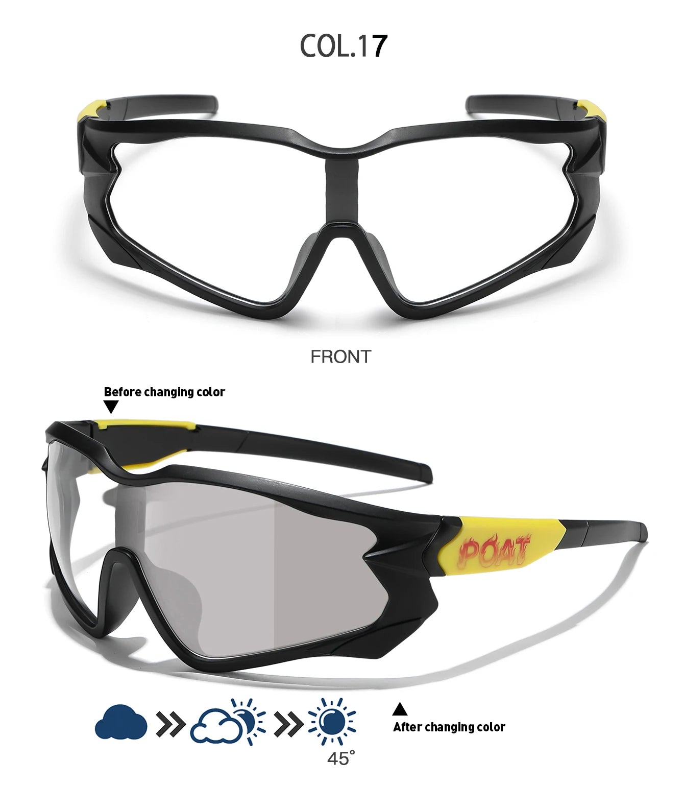 POAT tout nouveau Style lunettes de soleil photochromiques sport hommes femmes vtt vélo lunettes de vélo cyclisme pêche lunettes de course