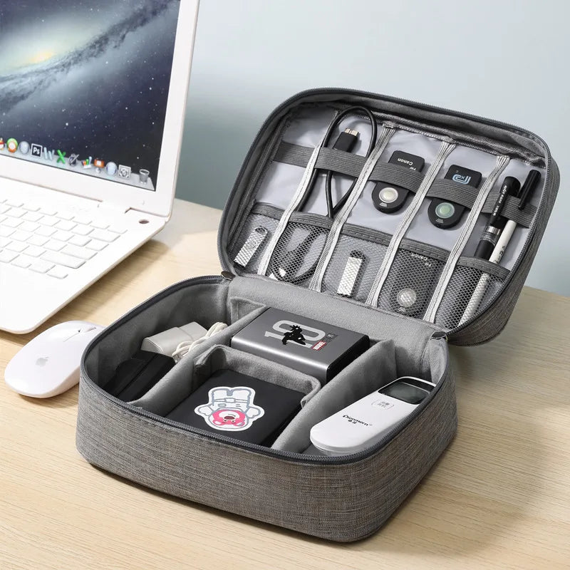 Bolsa de almacenamiento digital electrónica de viaje, multifuncional de gran capacidad para auriculares, funda protectora para cable de datos, bolsa a prueba de polvo de viaje Elec