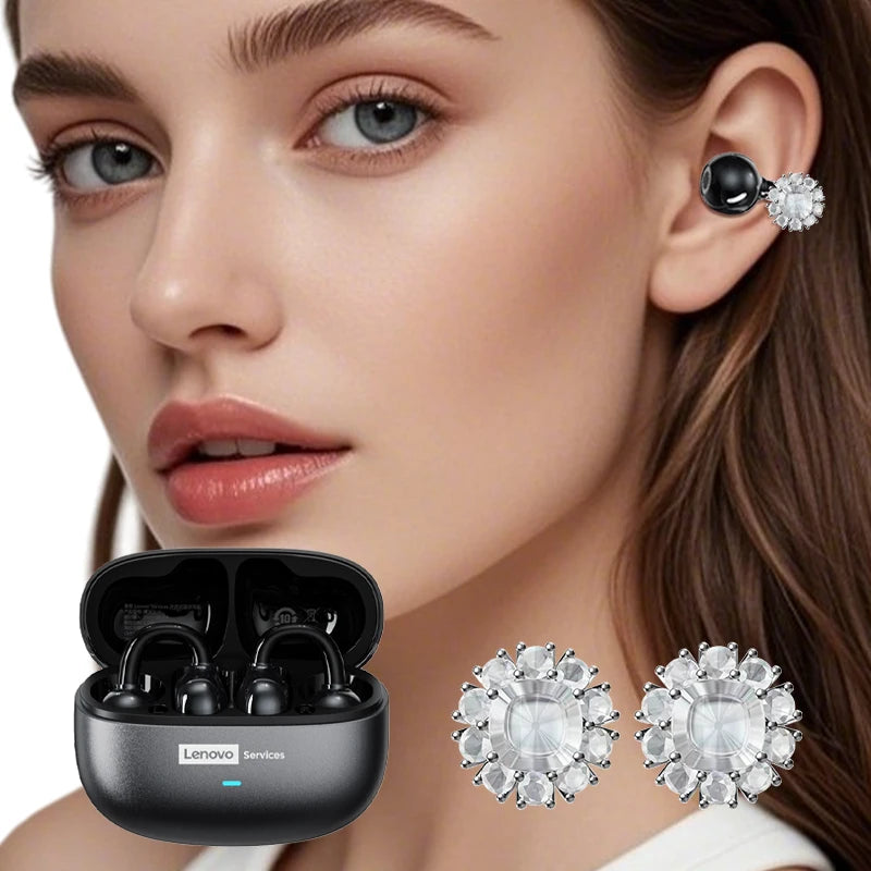 Auriculares Lenovo LE302 HIFI estéreo deportivos de clip abierto, Bluetooth 6.0 con cancelación de ruido y batería de larga duración