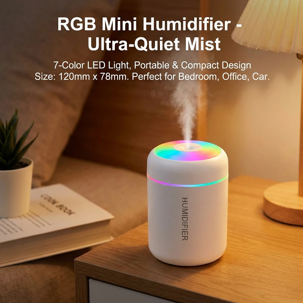 Humidificateur d'air USB LED, pulvérisateur de brume fraîche de bureau, diffuseur d'arôme, purificateur d'huile essentielle pour la maison et la chambre à coucher