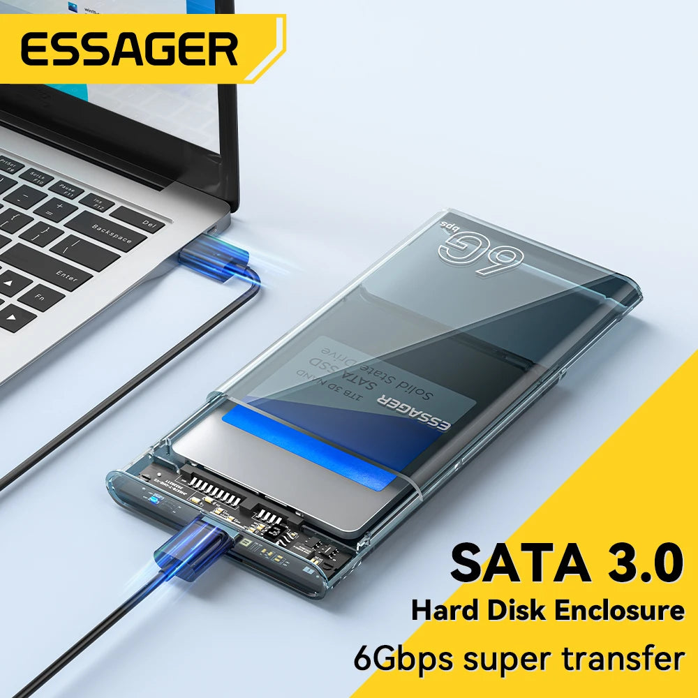 Essager 2.5 pouces SATA boîte USB 3.0 HDD boîtier étuis de disque dur mobiles pour SSD 2.5 pouces SATA boîtier de stockage boîtier de disque dur