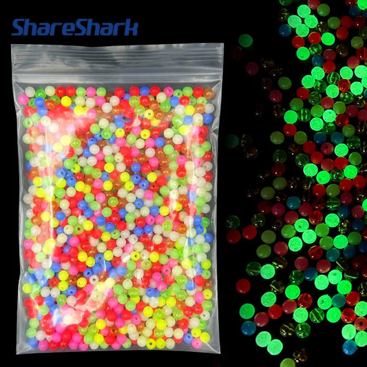 ShareShark 1000 pièces/sac pêche de nuit lueur 5mm couleur mixte perles fluorescentes leurre appât souple Texas plate-forme accessoires de pêche