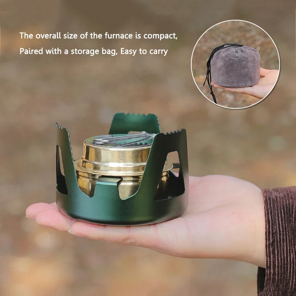 Mini poêle à alcool Portable, brûleur à puissance de feu réglable, poêle à essence, support en alliage d'aluminium, poêles de Camping en laiton ultralégers