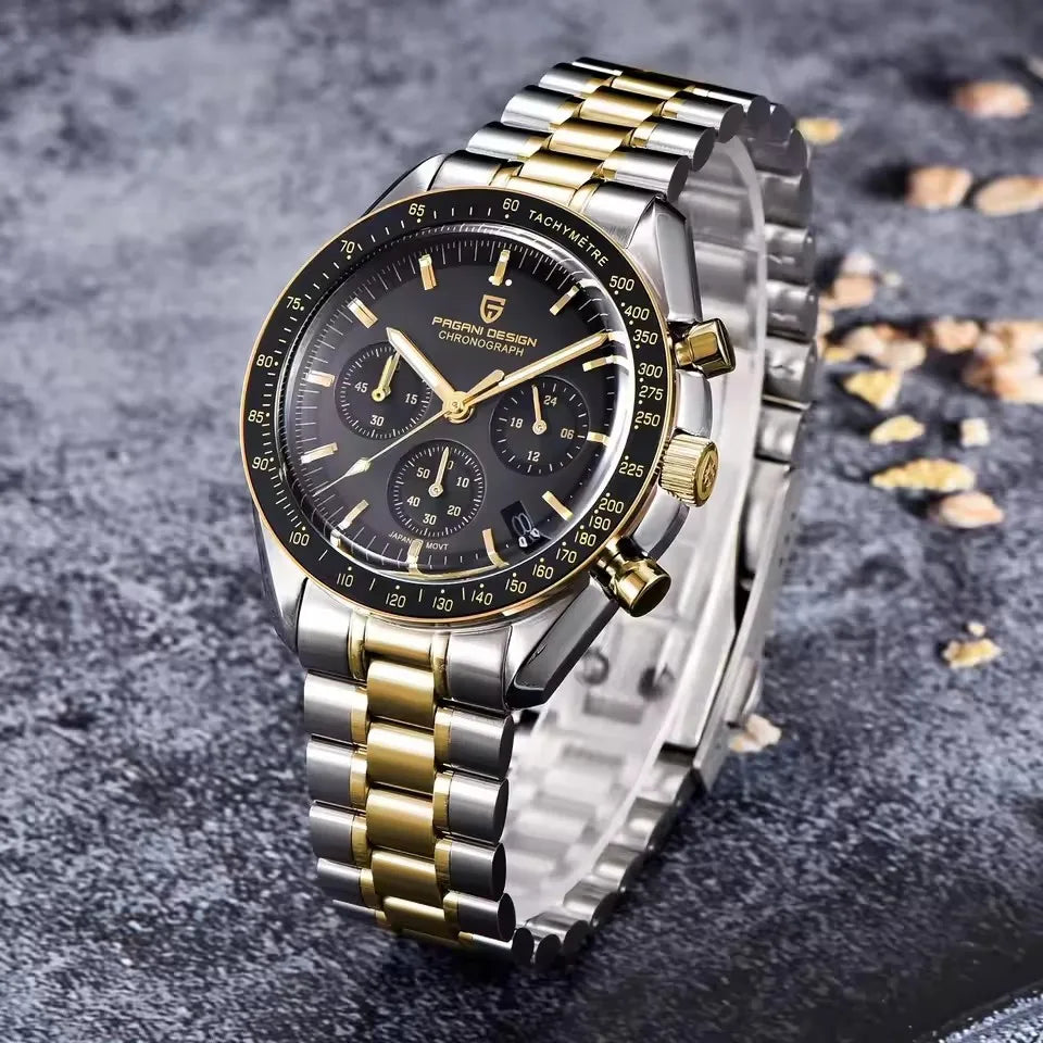 PAGANI DESIGN 2025 New Moon Watches for Men Luxury Quartz Watch Men Chronograph VK63 Men's Gifts AR Sapphire Mirror Luminous Clock