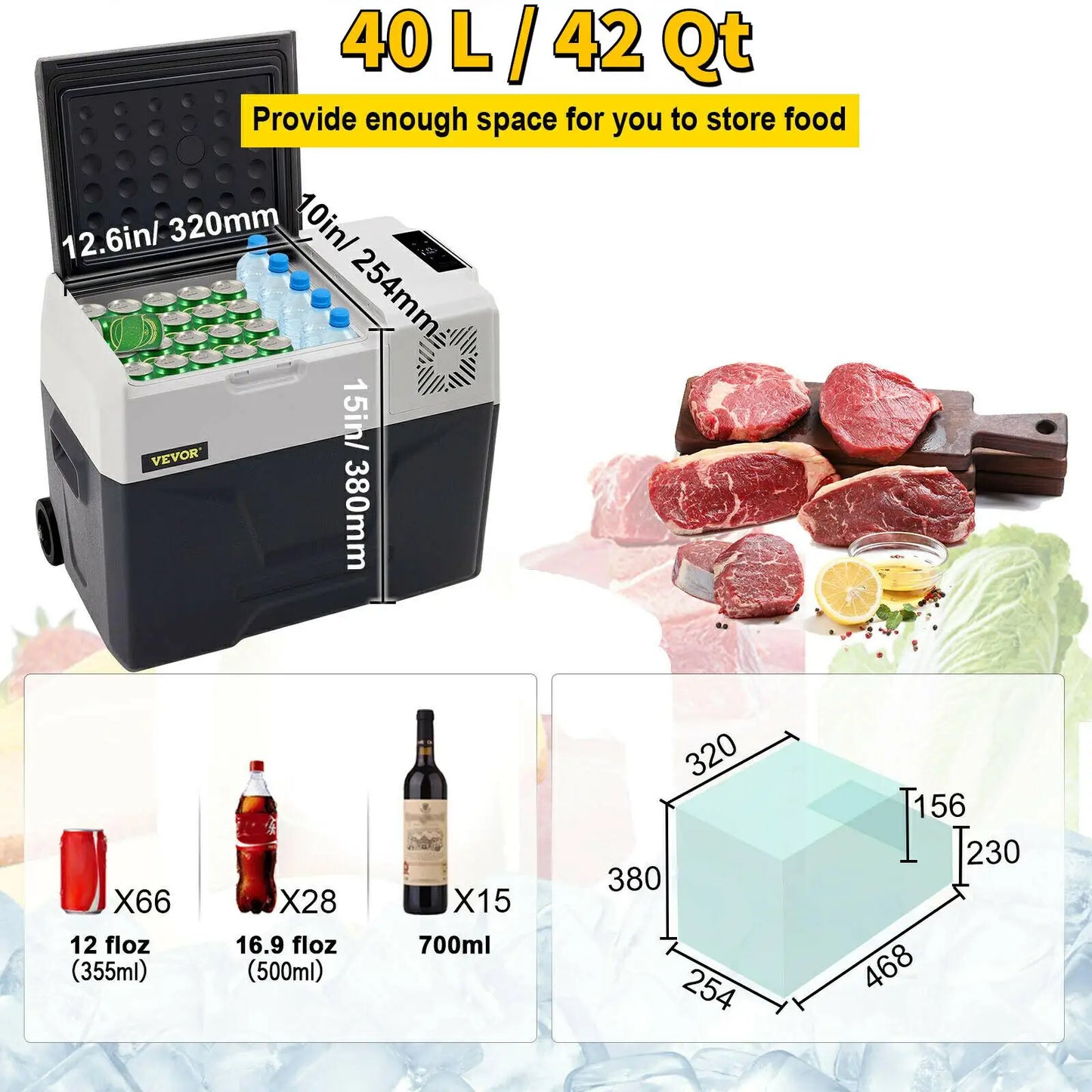 Glacière électrique portable 30/40/50L — 12V/24V/220V, mini frigo, voiture, camping, pique-nique