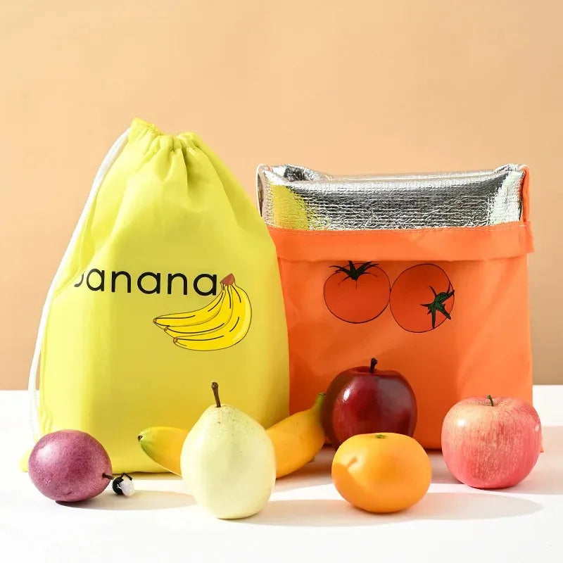 Bouche Conservation Isotherme Réutilisable — Bananes Laitues Légumes Fermeture Cordon
