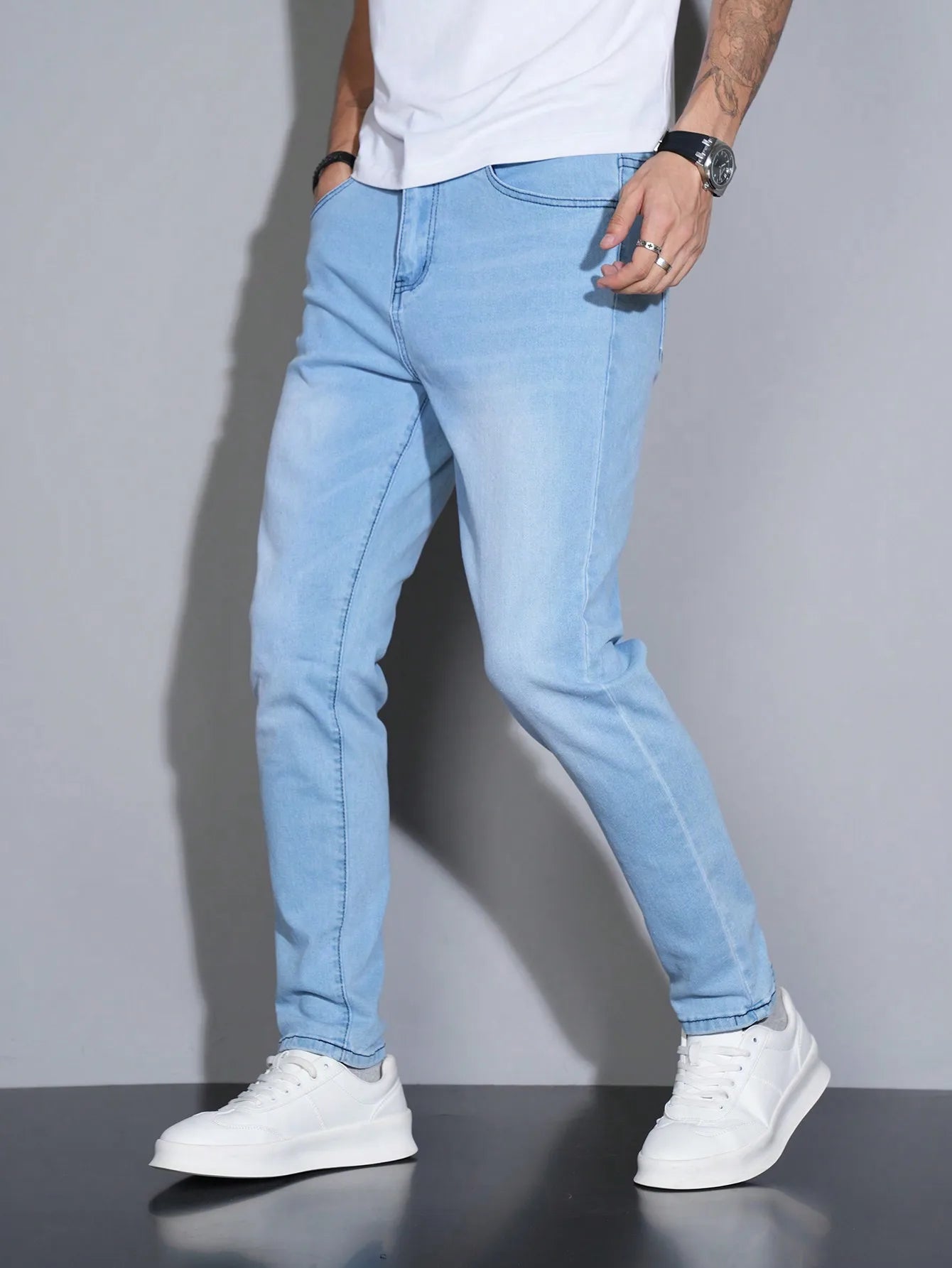 Manfinity Hombre Jeans ajustados versátiles casuales con bolsillo para hombre