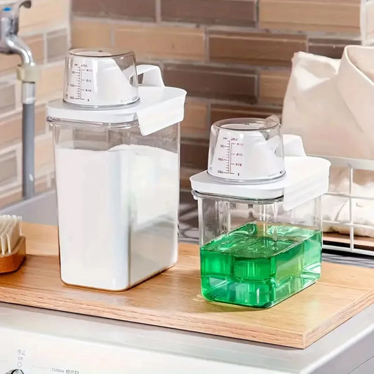Dispensador hermético de detergente para ropa, caja de almacenamiento de polvo, recipiente transparente para detergente líquido con tapas, bote