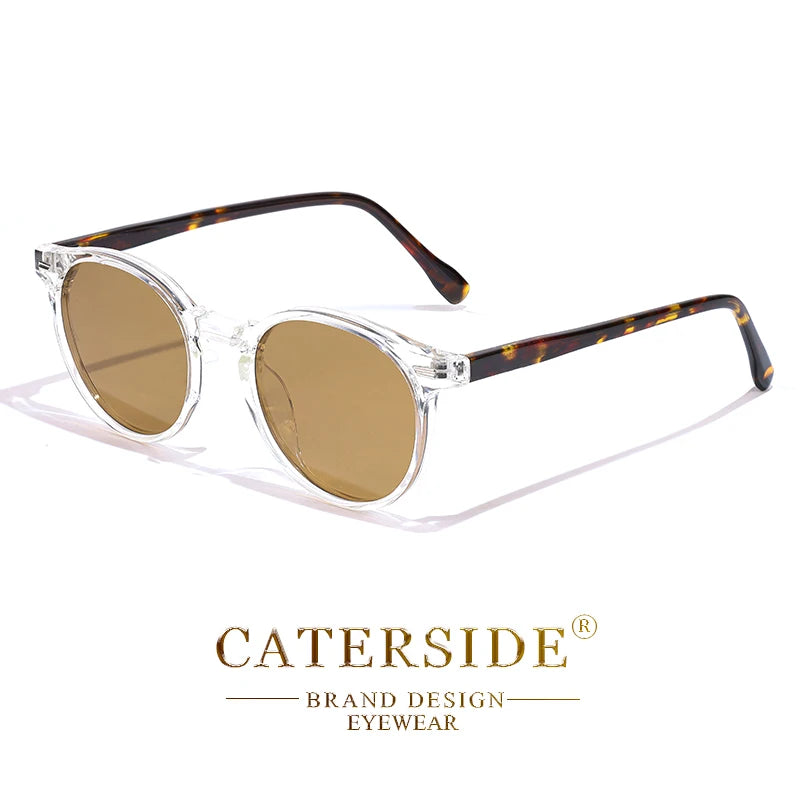 CATERSIDE Polarized Retro Round Sunglasses for Men and Women, TR90 / Acetate, Vintage Style, for Driving and Travel