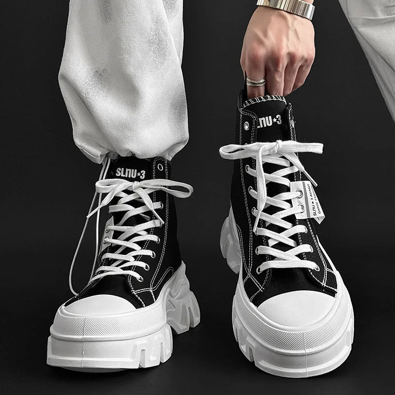 Zapatillas de lona vulcanizadas casuales para mujer, zapatos planos ligeros y cómodos, talla 41 42, zapatillas deportivas de caña alta para mujer