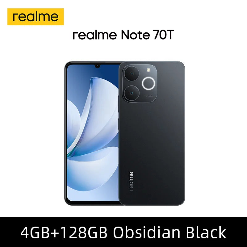 Realme Note 70T Smartphone — 6,75" 90Hz, 6000 mAh, 13 MP IA, Octa-Core, IP54, Version Mondiale