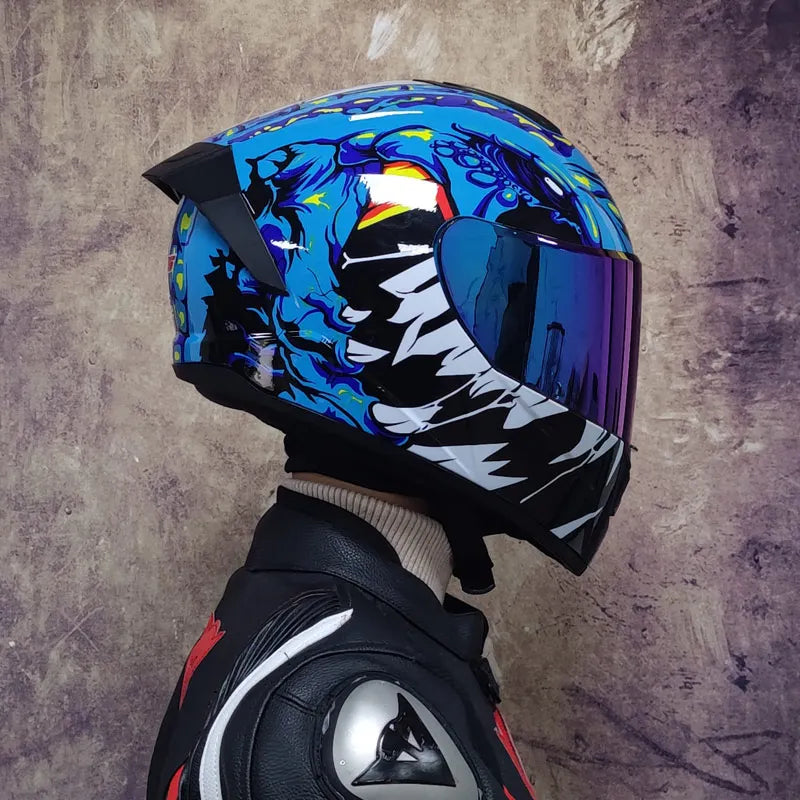 Casques de moto pour hommes et tenue de femme casques de Locomotive à Double lentille Cascos Para Capacete Da Motocicleta