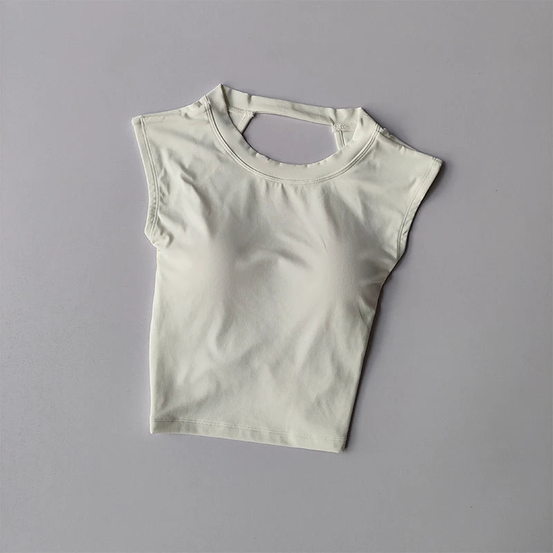 Top de tirantes deportivo sexy para mujer, con almohadillas para el pecho, esmalte cubierto, secado rápido, yoga adelgazante, top ajustado, ropa