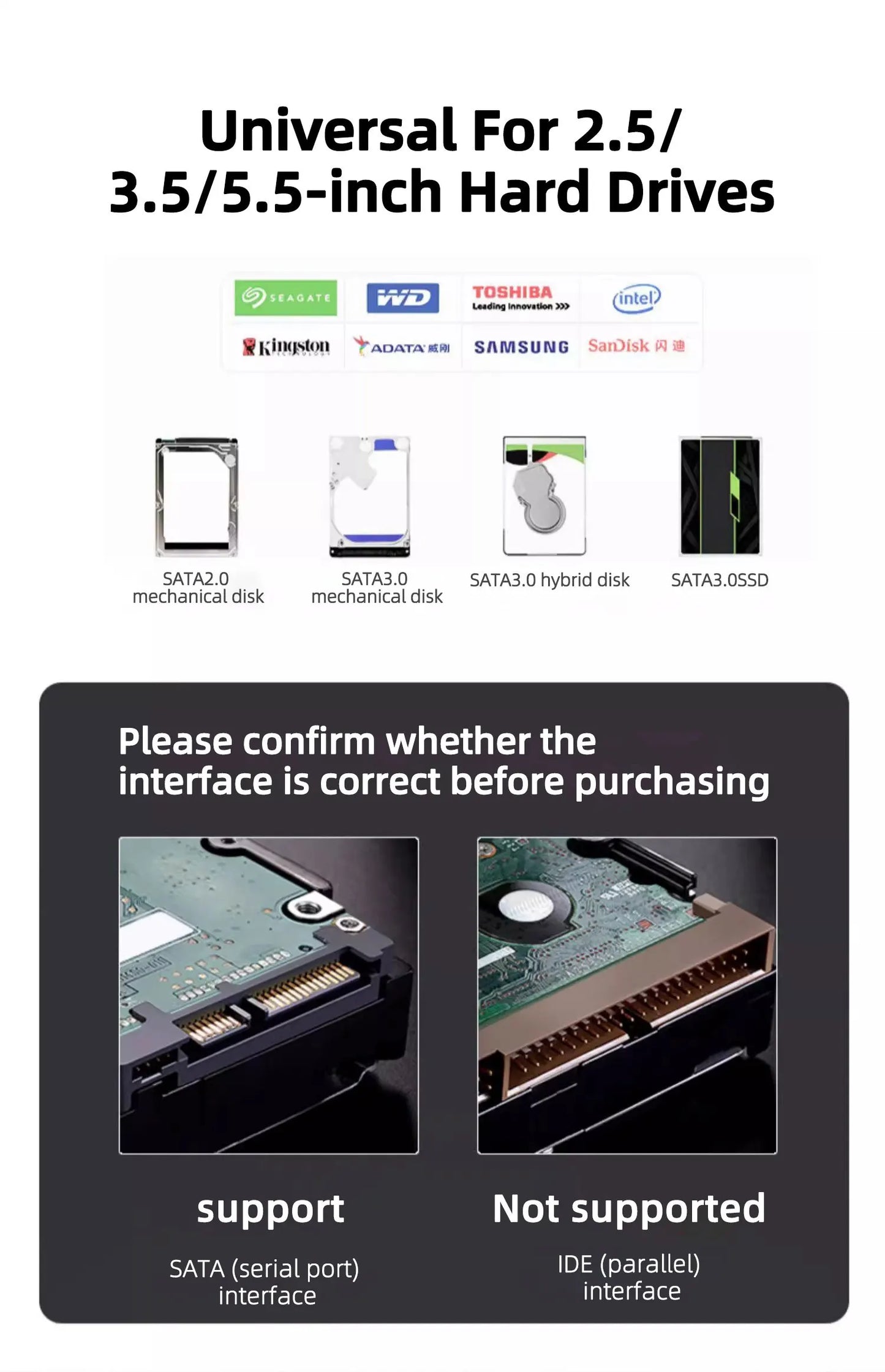 Câble Coolcirc SATA vers USB 3.0 jusqu'à 6 Gbps pour disque dur SSD externe 2.5 pouces adaptateur SATA cordon USB 3.0 vers SATA III