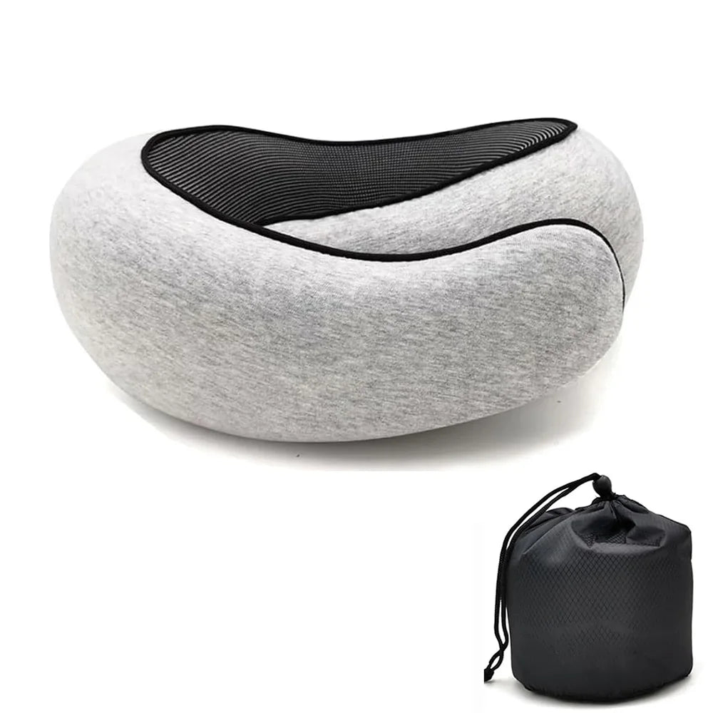Almohada de viaje en forma de U de espuma viscoelástica, estilo caracol, soporte para el cuello, portátil, ajustable, suave, para siesta, almohadas para dormir