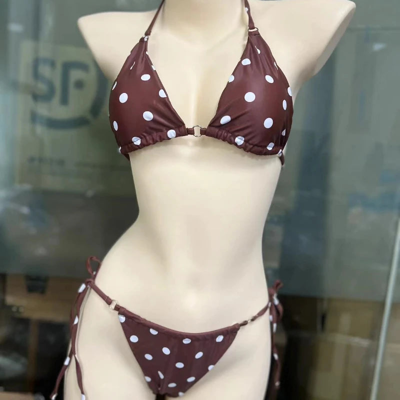 Été Sexy solide micro Bikini ensembles femmes cravate côté string string maillot de bain femme pansement maillot de bain maillot de bain brésilien Biquini