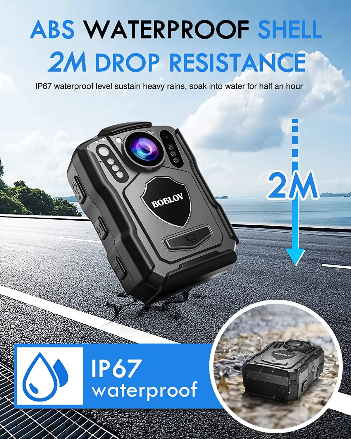 BOCombination-Cámara Linge de policía VM5, cámara corporal, cámara GPS, batería de 1440 mAh, visión nocturna IP67, batería de 128G, batería de 4200 P