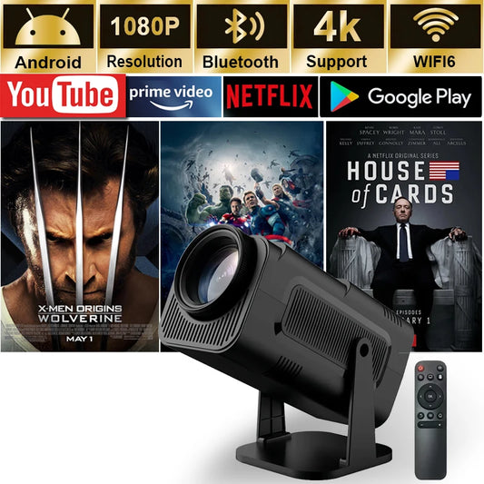 Proyector Android 11 4K 2025, resolución nativa 1080P, 390 ANSI, HY320 mini, doble Wifi6, BT5.0, 1920*1080P, cine portátil, proyector mejorado HY300
