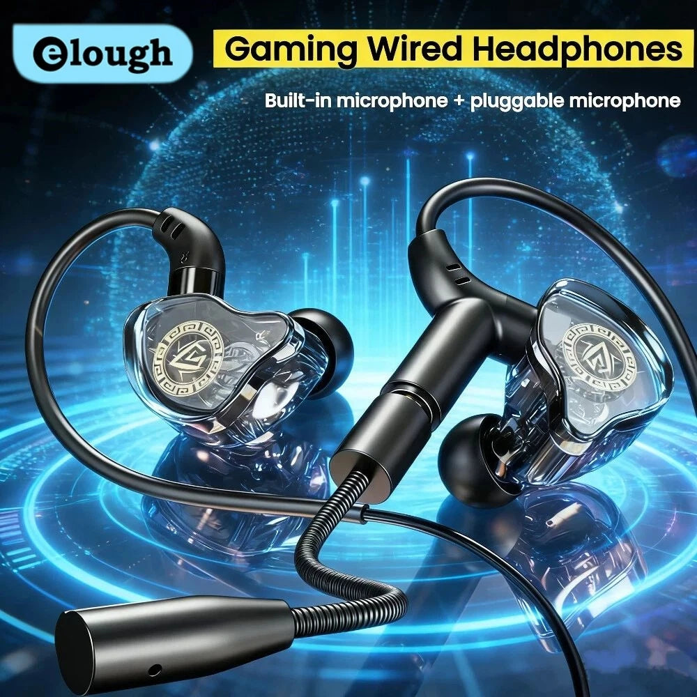 Auriculares gaming Elough, cascos con cable, auriculares gaming con micrófono para Pubg CSGO, cascos para teléfono, tablet, portátil, gaming universal