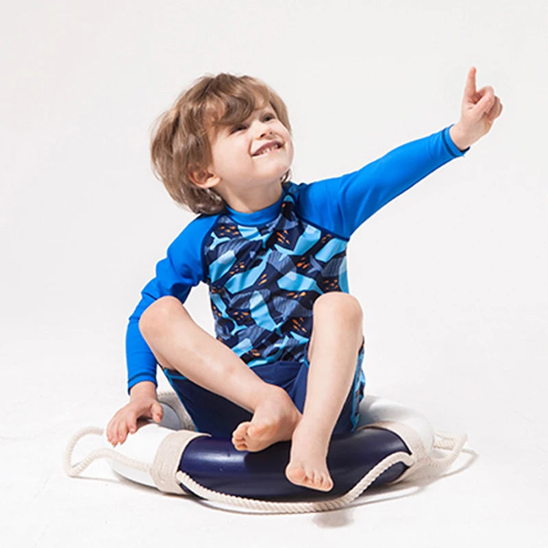 2025 garçons maillot de bain deux pièces ensemble 3 à 4 5 6 7 8 9 10 11 12 ans enfant en bas âge requin imprimé Infantil à manches longues enfants maillots de bain