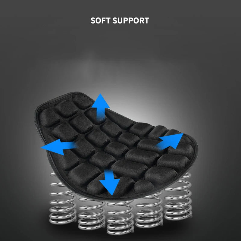Coussin de Siège Moto 3D en Mousse Noire — Confort & Antidérapant