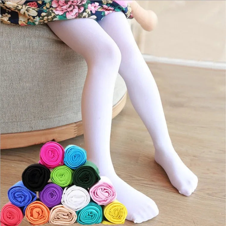 Collants d'été couleur bonbon pour enfants, collants de danse de Ballet pour filles, bas en velours blanc uni pour enfants