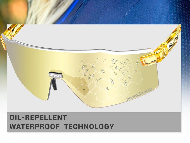Lunettes de cyclisme photochromiques SCVCN pour hommes et femmes, lunettes de vélo de route et de VTT, lunettes de randonnée décontractées, coupe-vent