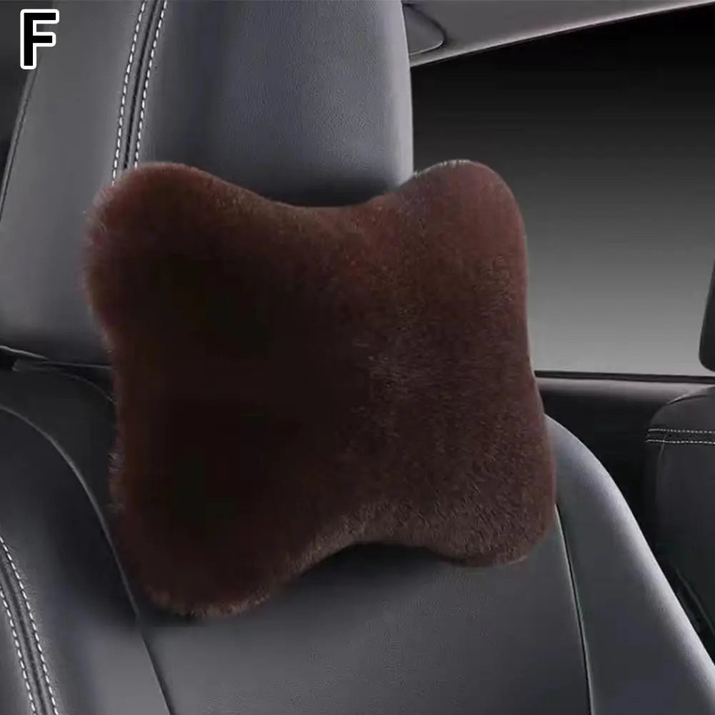 Reposacabezas de asiento de coche de felpa, 8 colores, reposacabezas de coche, cojín de felpa, cálido y cómodo, accesorios de soporte de almohada de cintura, invierno