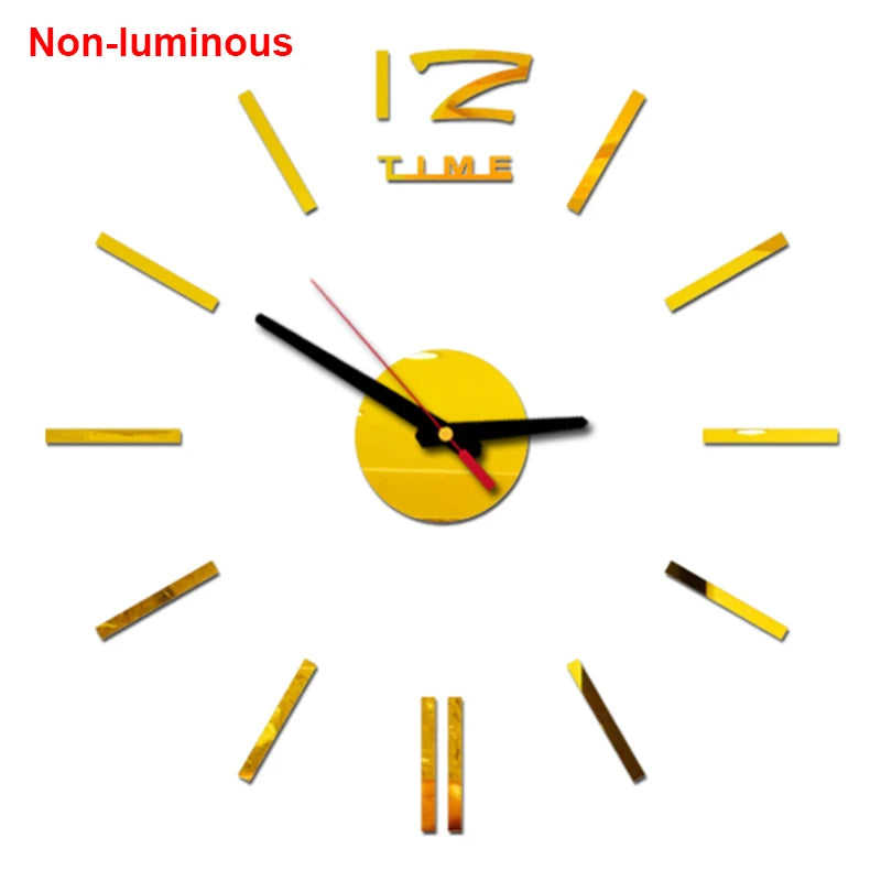 Reloj de pared, reloj de pared luminoso DIY, reloj de cuarzo, pegatinas de espejo acrílico, reloj de pared, decoración de pared, decoración cálida del hogar.