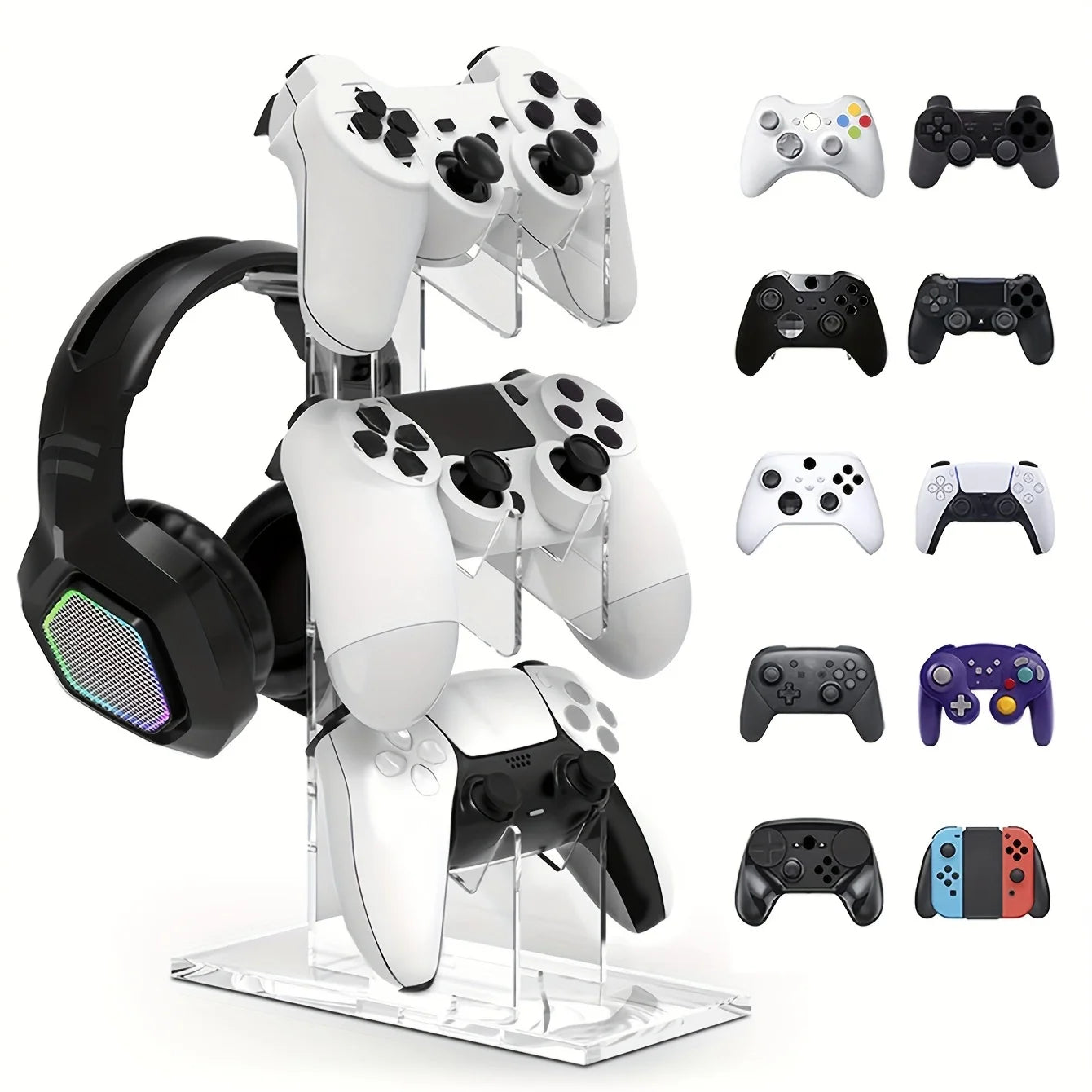 Soporte universal de mando de 3 capas, soporte de teléfono de sauna, accesorios de juego para PS5, soporte de almacenamiento PS4, negro, blanco, transparente