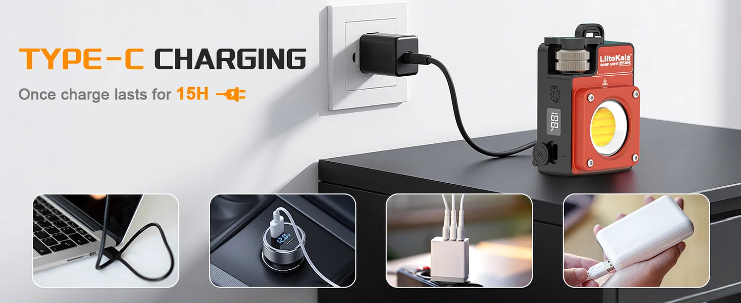 Lampe de camping LED rechargeable portable LiitoKala XY-009, multifonctionnelle, pour les activités de plein air, longue durée de vie