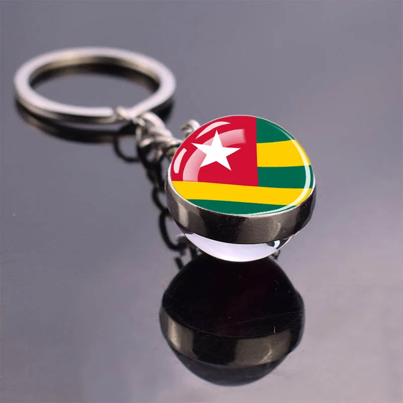 Porte-clés drapeau africain, algérie, somalie, tunisie, maroc, egypte, drapeau National, pendentif boule de verre Double face, cadeau