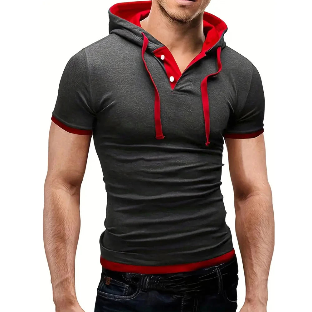 T-shirt Homme 2026 Été Slim Fitness à Capuche Manches Courtes – Camisa Masculina Sportswear T-Shirt Slim Homme 3XL