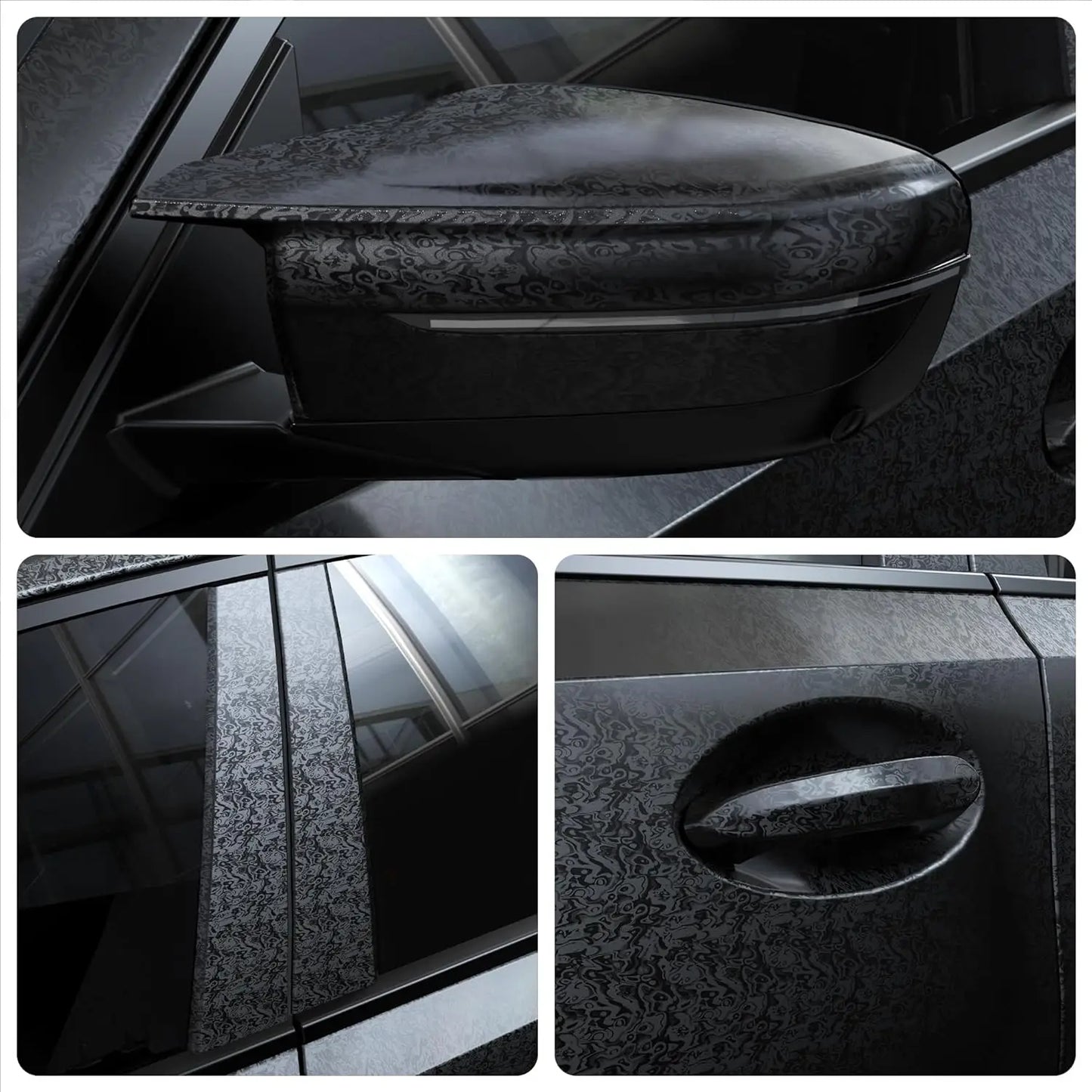 Pegatina de coche de vinilo, película negra cósmica Bon, mate, Meta forjado para motocicleta, pegatinas exteriores de coche, pegatina adhesiva de fibra de carbono