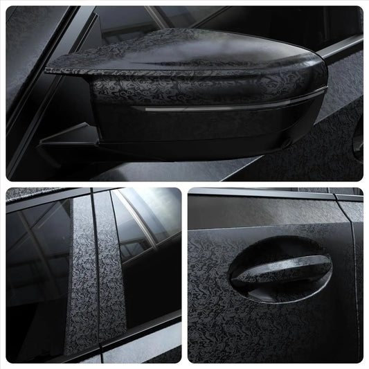 Autocollant de voiture en vinyle, Film Bon noir cosmique Mat Forge Meta pour moto, autocollants extérieurs de voiture, autocollant adhésif en Fiber de carbone
