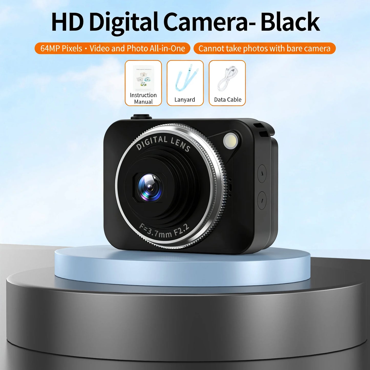 Caméra 4K HD 180° CCD portable compacte — vlog, selfie, idéale pour étudiants, cadeau