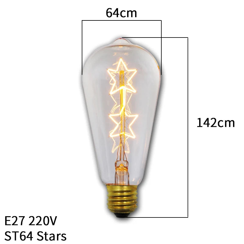 Bombilla retro Edison regulable E27 40W 110V 220V Lámpara incandescente de filamento vintage Bombilla decorativa