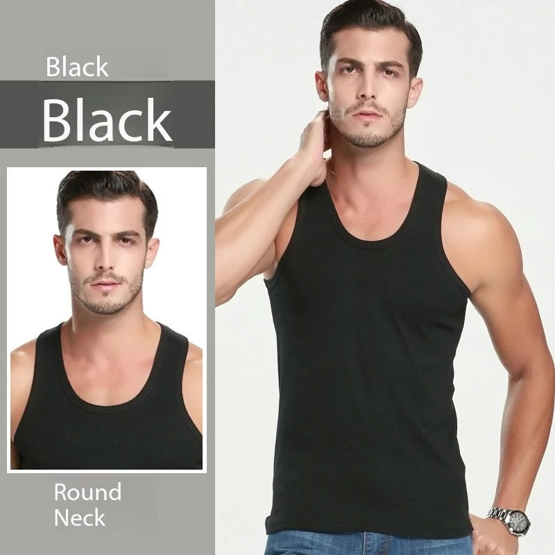 1 paquete de camisetas sin mangas de algodón para hombre, estilo simple de cuatro estaciones para adolescentes, gimnasio, fitness, camiseta sin mangas informal para hombres de mediana edad